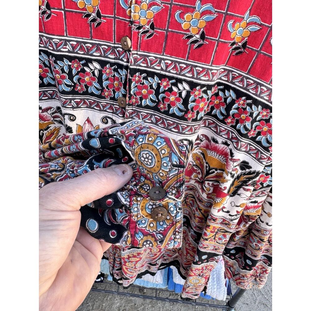 Ulla Popken Designer Shirt 24/26 Women's Colorful Floral Batik Urban Tribal - Picture 2 of 9